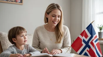 Et barn sitter på morens fang, ser opp på henne mens hun snakker til dem på deres morsmål.