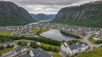 Et malerisk bilde av Sandvikstorvet, som viser dets unike karakter og omgivelser.