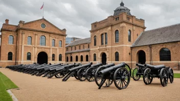 Et historisk arsenale med en samling av gamle kanoner og våpen.