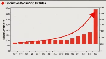 En graf som viser en nedgang i produksjon eller omsetning.