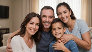 En lykkelig familie med en adoptert bror, som symboliserer kjærlighet og aksept.