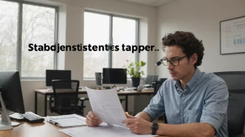 Et bilde av en person som jobber på kontor, som representerer begrepet stabstjeneste.