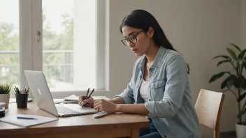 En person som lager sin egen jobbannonse på en laptop