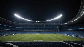 Et stort utendørs belysningsanlegg som lyser opp et stadion om natten