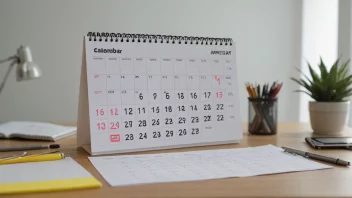 Et bilde som representerer begrepet arbeidsuker, med en kalender, en person som arbeider og en klokke.