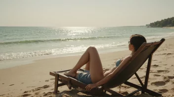 En person som slapper av på en strand under sommerferien