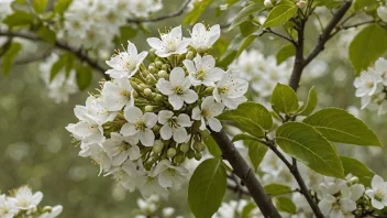 En kviten-plante eller et kviten-tre med hvite blomster eller frukter.