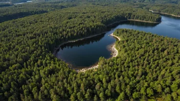 Flyfoto av Østmarkaområdet, et skogområde øst for Oslo.