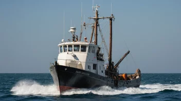 En tråler som seiler på havet med måker som flyr over.