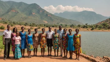 Personer fra Malawi, med en vakker innsjø og fjellandskap i bakgrunnen.