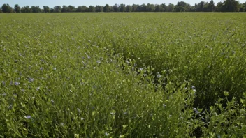 En vakker utsikt over en linmark med blå blomster