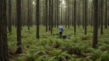 En forsker som samler inn data i en skog.