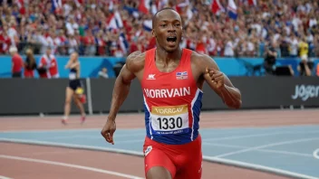 En mannlig sprinter vinner en gullmedalje