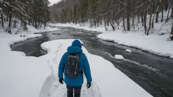 En lovert som navigerer gjennom dyp snø i en skog.