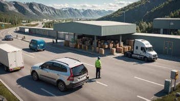 Et tollsted i Norge med en tolltjenestemann som inspekterer varer.