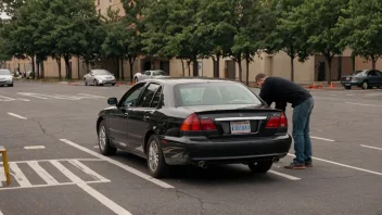 En person som lett manøvrerer en bil i en trang parkeringsplass.