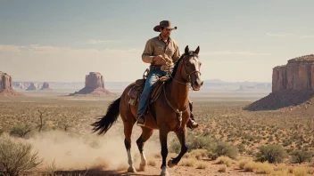 Et bilde av en cowboy som rider en hest, som symboliserer cowboykulturen i det amerikanske Vesten.