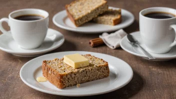 En deilig skive knækbrød på en tallerken, klar til å bli nydt med en kopp kaffe og litt smør.