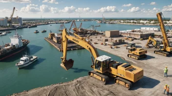 Et bilde av et havneutviklingsprosjekt, med fokus på bygging og utvikling av havnen.