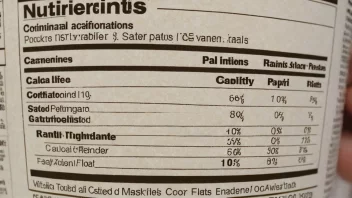 En produktetikett med en tydelig og detaljert liste over ingredienser og næringsinformasjon.