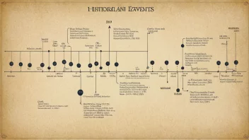 Et bilde av en tidslinje med ulike hendelser markert på den, inkludert historiske datoer og perioder.