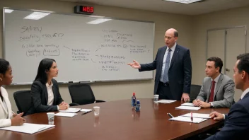 En gruppe mennesker som diskuterer og debatterer i et konferanserom, med en whiteboard i bakgrunnen med ord relatert til trygghest og sikkerhet skrevet på den.