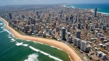 Flyfoto av Durban byen, Sør-Afrika