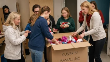 En gruppe mennesker som samler inn gaver til en veldedig organisasjon eller sak.