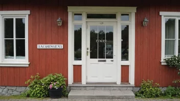 Et bilde av et hus med en skilt med navnet Jacobsens