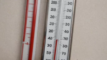 Et termometer med en temperaturskala i bakgrunnen.