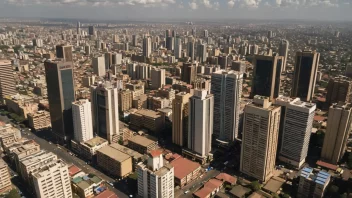 Nairobi bybilde med moderne bygninger og travle veier