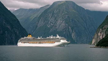 Et cruiseskip som seiler gjennom en vakker fjord.