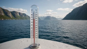 En illustrasjon av et termometer som måler havtemperaturen i en norsk fjord.