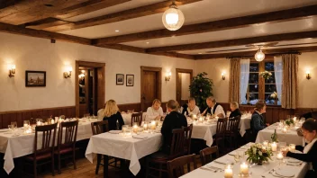 En tradisjonsrestaurant med en varm og invitende atmosfære.