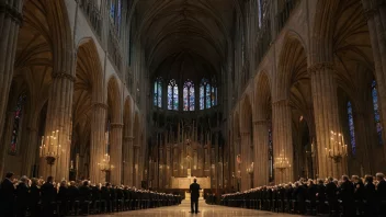 Et kor fremfører en motett i en stor katedral.