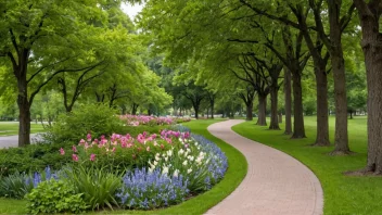 En fredelig joggesti gjennom en park