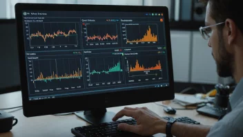 En person som analyserer data på en dataskjerm med en innflytelsesindikator.