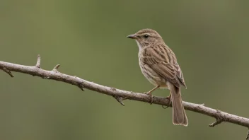 En liten fugl som sitter på en gren med en unik form i bakgrunnen