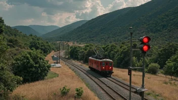 Et tog stoppet ved en signalstans med rødt lys.