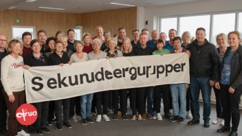 En mangfoldig gruppe mennesker samlet sammen, som representerer en sekundærgruppe.