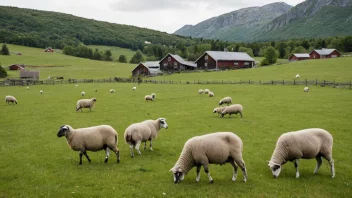 En naturskjønn utsikt over en sauegård i Norge, som viser landets rike jordbruksarv.