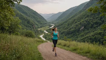 En person som jogger på en naturskjønn sti med et vakkert landskap i bakgrunnen