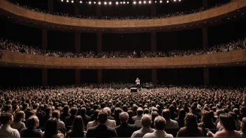 En konsert med en sanger på scenen, omgitt av et stort publikum.