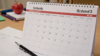 Et bilde av en kalender eller planlegger med en fremhevet seksjon som representerer en skoleperiode