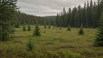 Et fredelig norsk skoglandskap med en liten lysning.