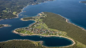 Flyfoto av Sørumsand, som viser dens naturskjønnhet og boligområder.