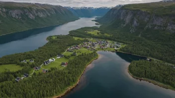 En malerisk landsby i Norge omgitt av storslagen naturskjønnhet.