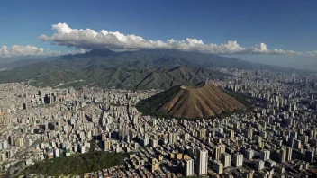 Panoramautsikt over Caracas by med dens mangfoldige arkitektur og Avila-fjellet