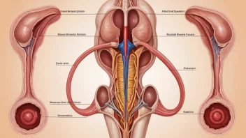 En illustrasjon av kvinnens reproduktive system, som viser de forskjellige stadiene i menstruasjonssyklusen, inkludert menstruasjon, ovulasjon og hormonelle endringer.