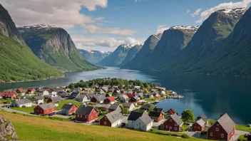 En malerisk landsby i Norge, med tradisjonelle hus og en storslagen natur.